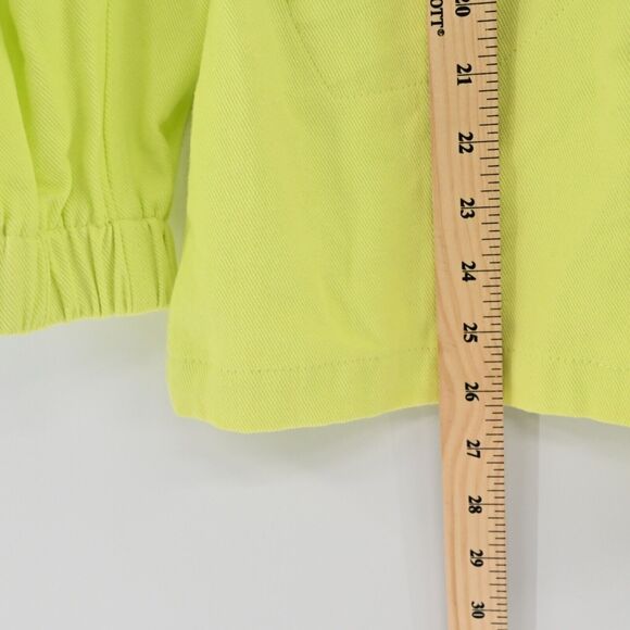 LONDON RAG Jacket‎ Womens Size M Chartreuse 100% Cotton Twill Collection Utility - Picture 11 of 13
